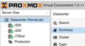 a list of three servers, Dell r530, r630, r730xd